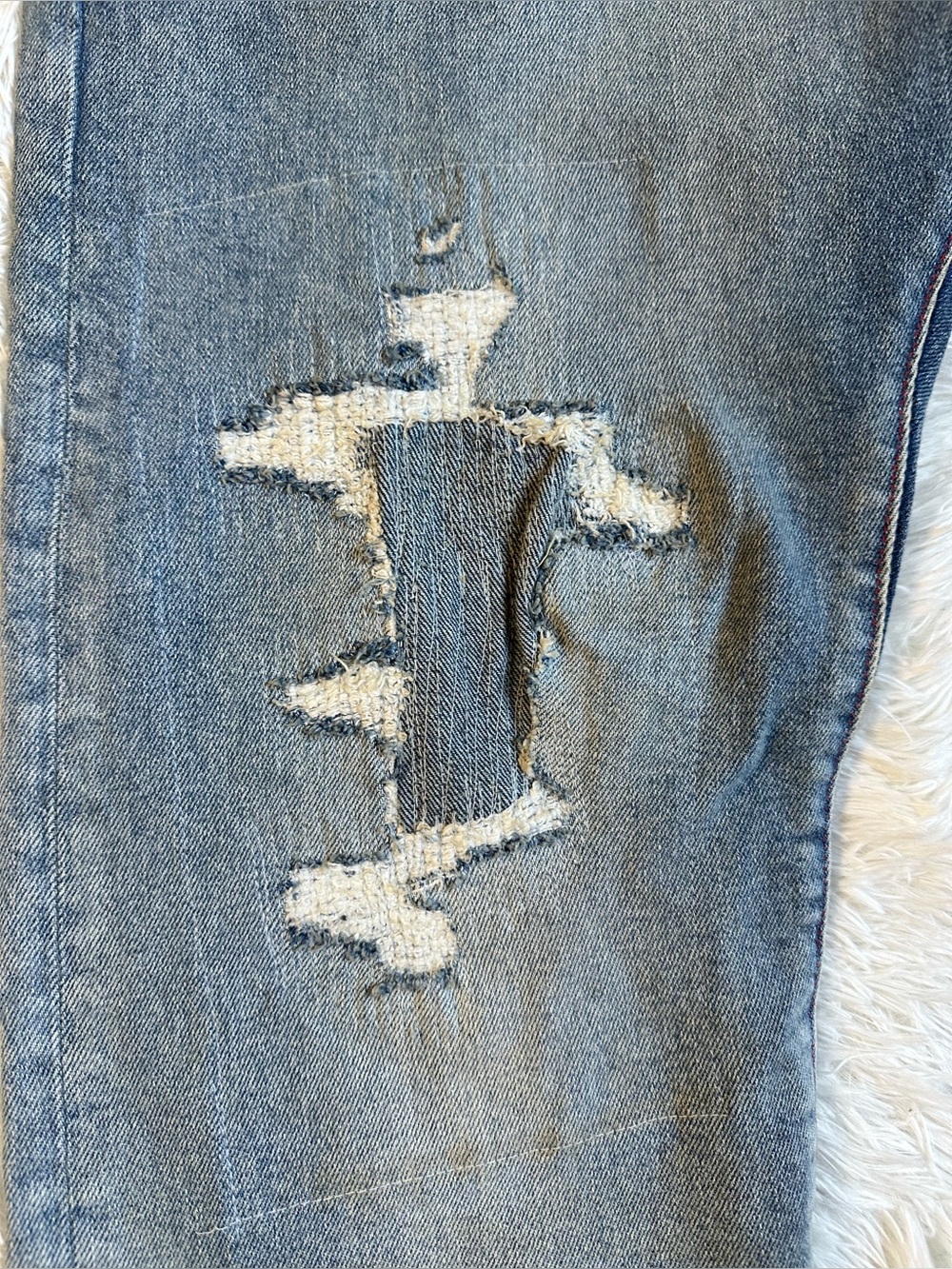 Scotch & Soda "The Zee" Distressed Button Fly Jeans 36x32 Stitch Detail Denim - Picture 9 of 10